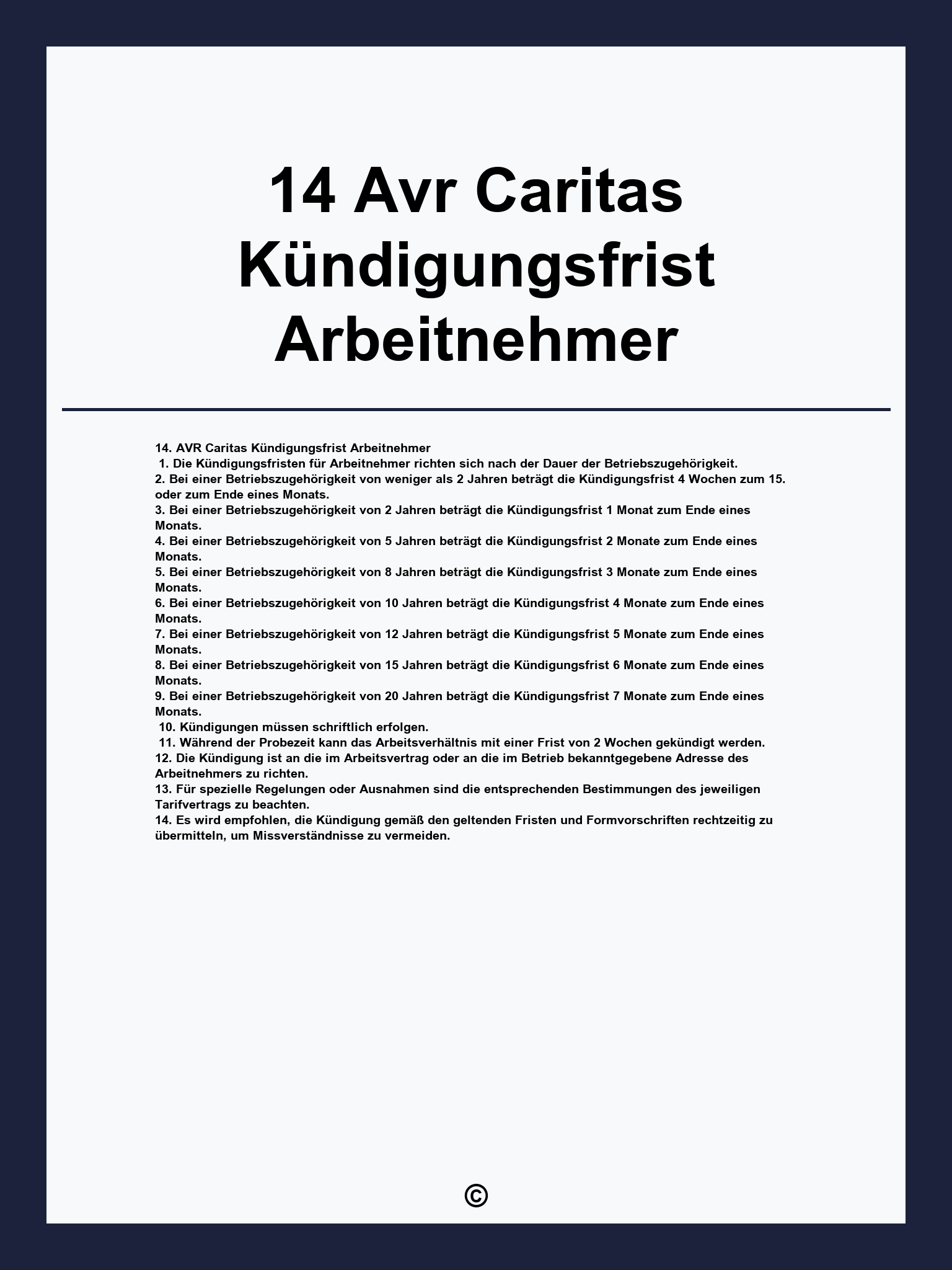 14 Avr Caritas Kündigungsfrist Arbeitnehmer