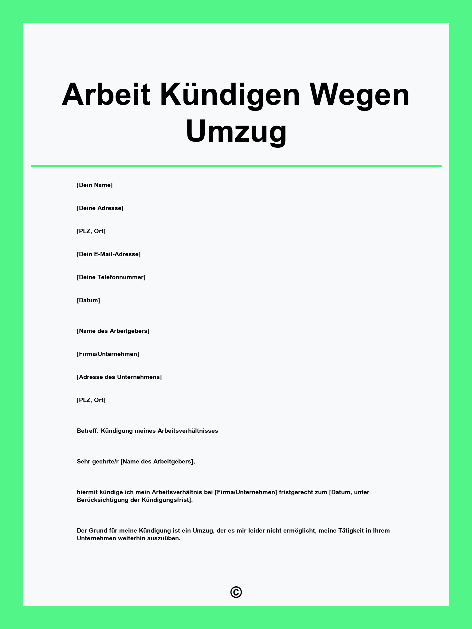 Arbeit Kündigen Wegen Umzug