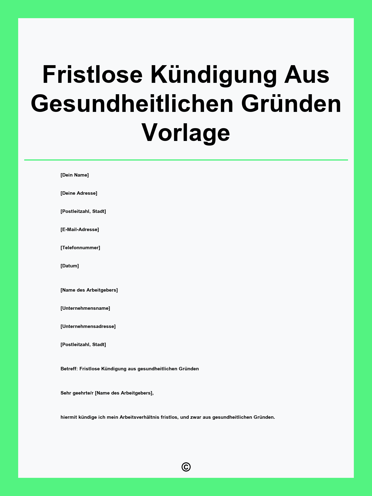 Fristlose Kündigung Aus Gesundheitlichen Gründen Vorlage
