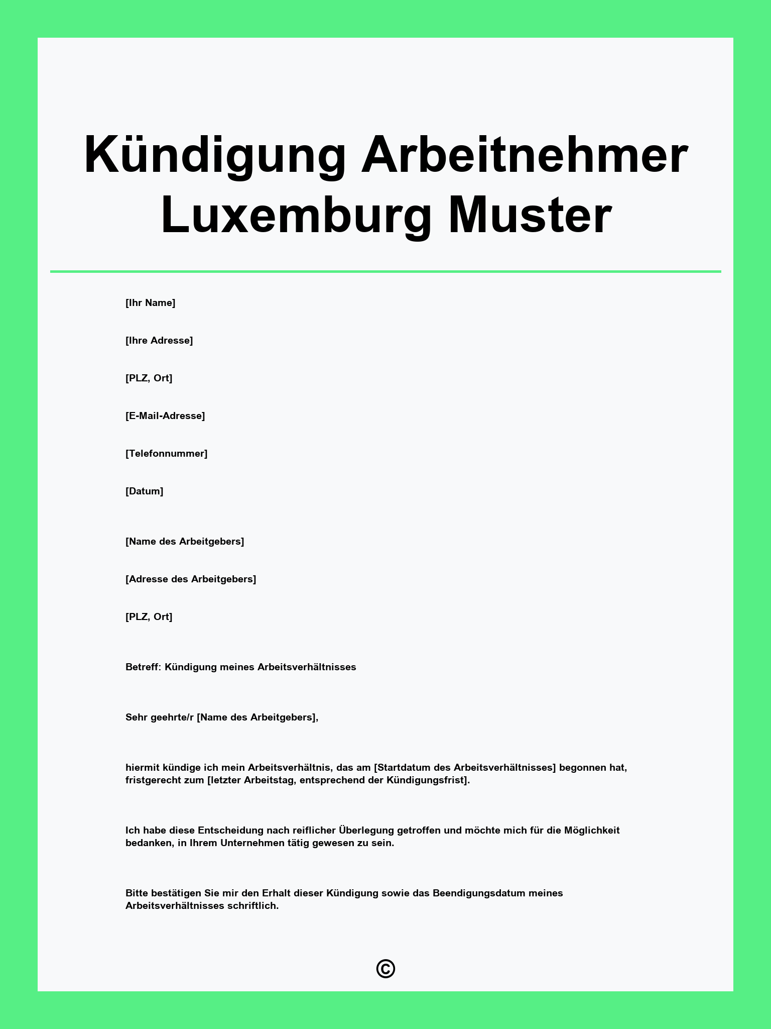 Kündigung Arbeitnehmer Luxemburg Muster