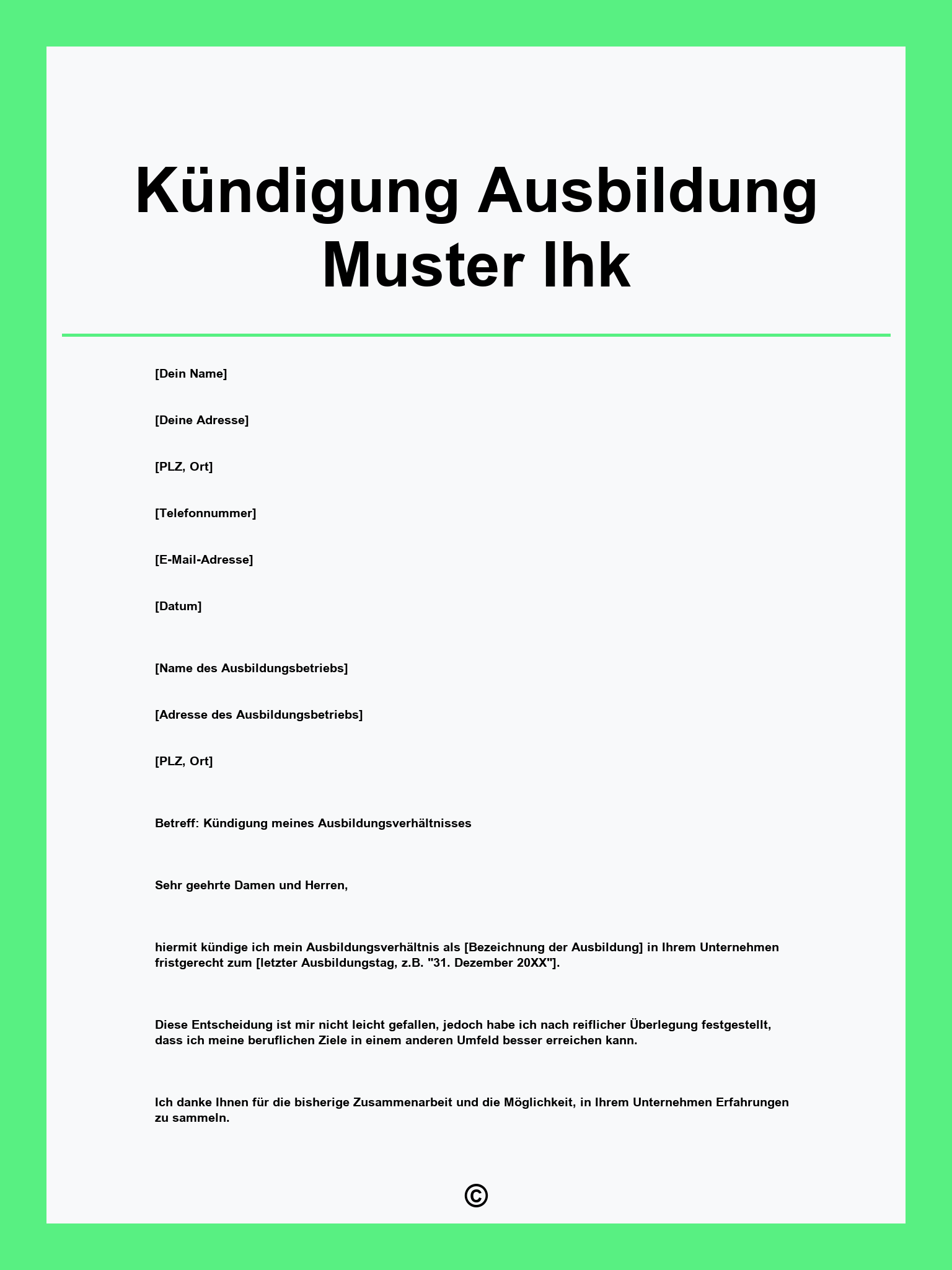 Kündigung Ausbildung Muster Ihk
