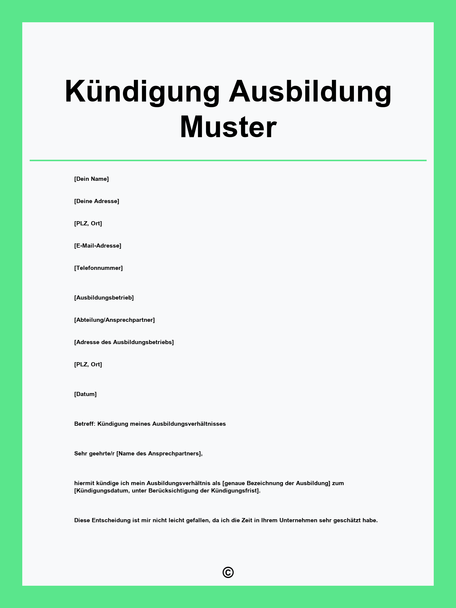 Kündigung Ausbildung Muster