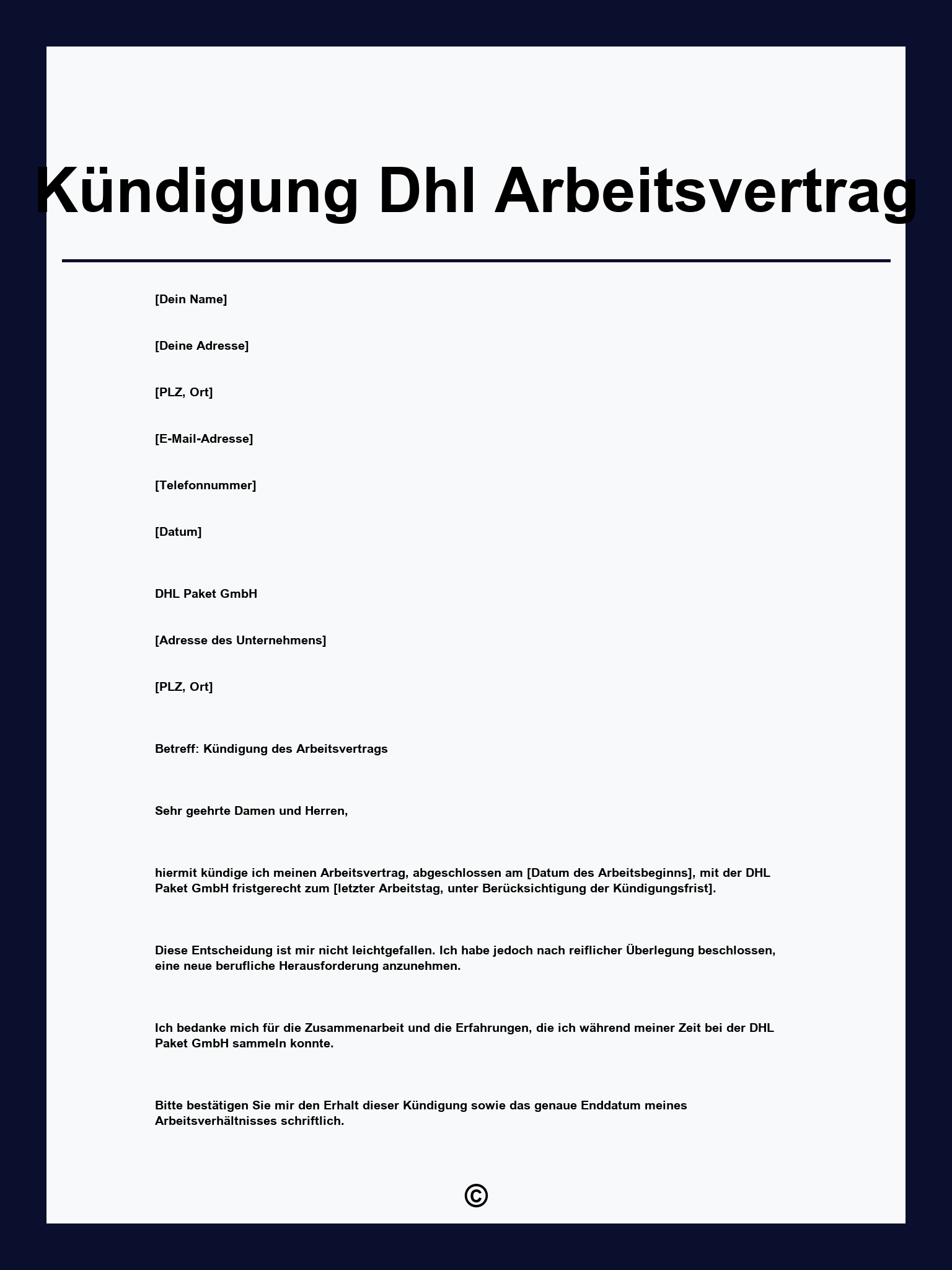 Kündigung Dhl Arbeitsvertrag