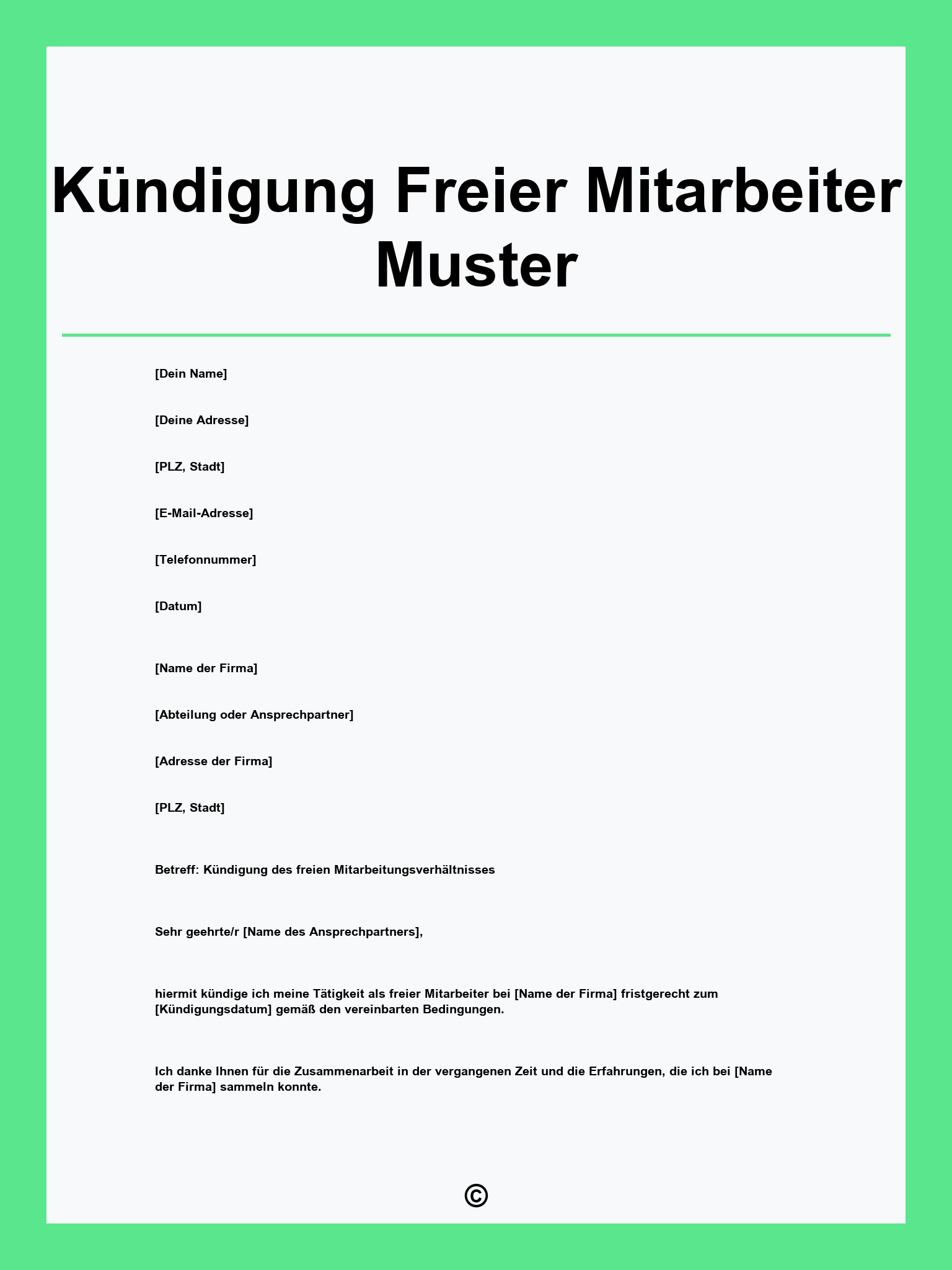 Kündigung Freier Mitarbeiter Muster