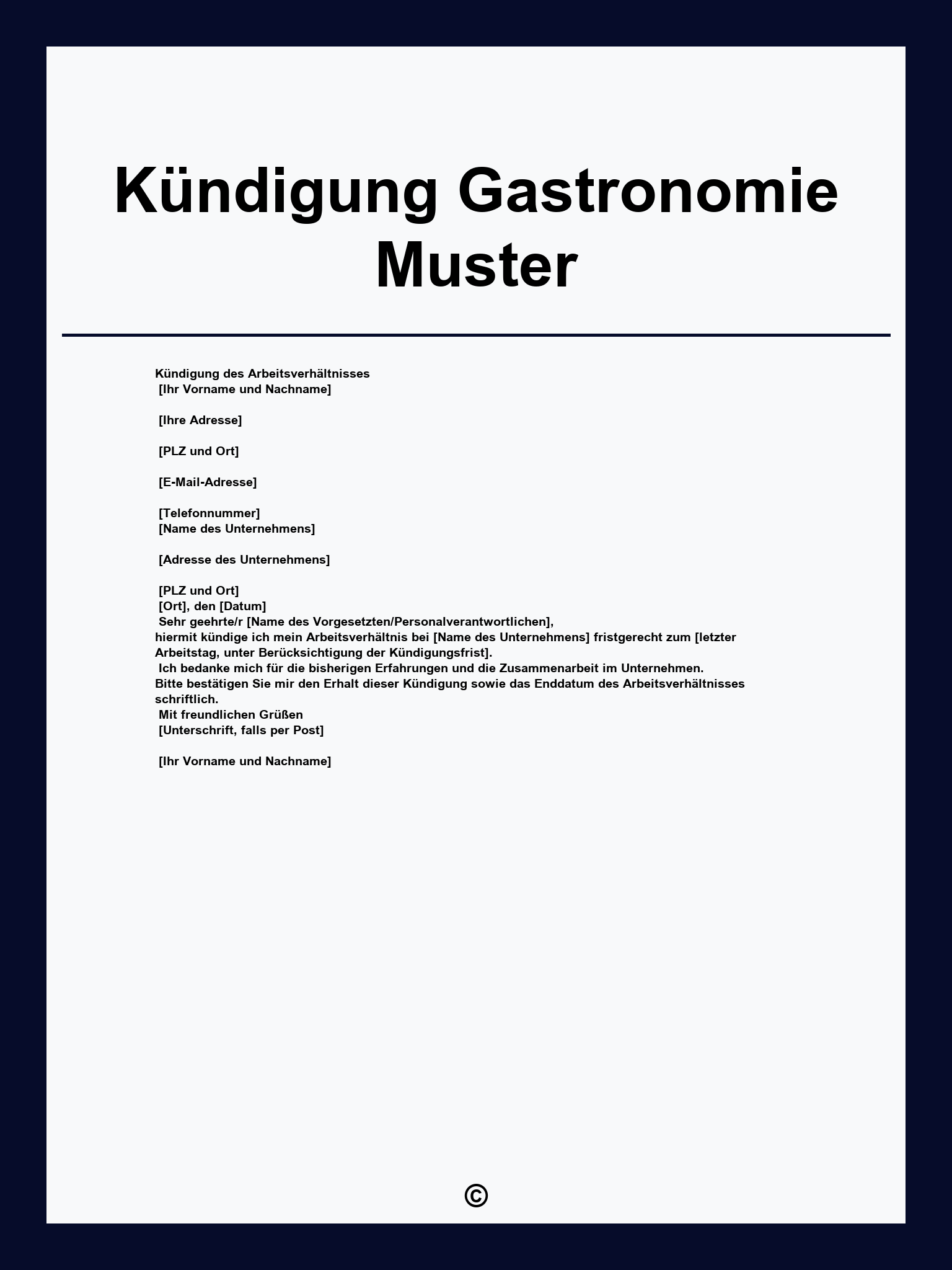 Kündigung Gastronomie Muster