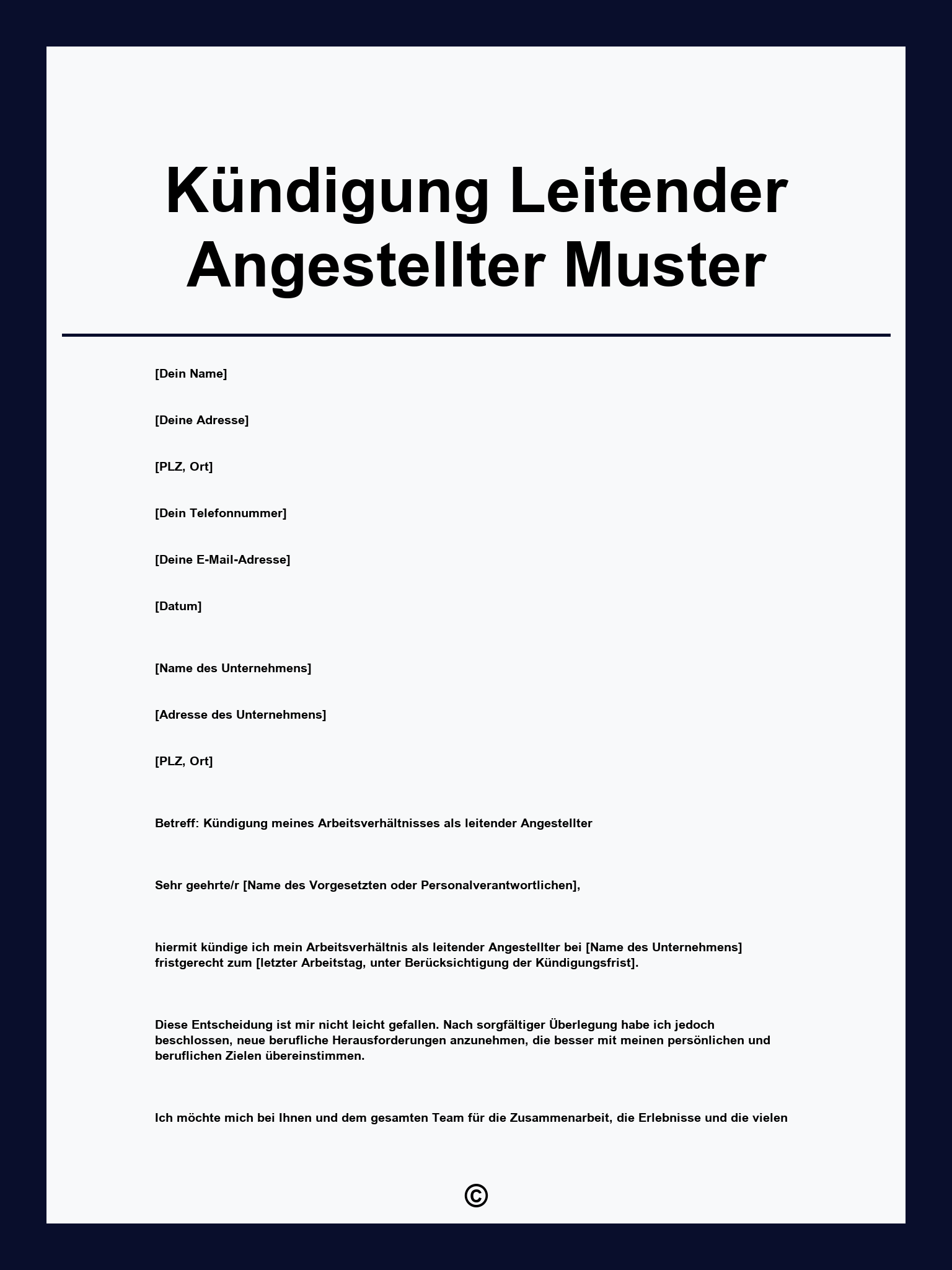 Kündigung Leitender Angestellter Muster