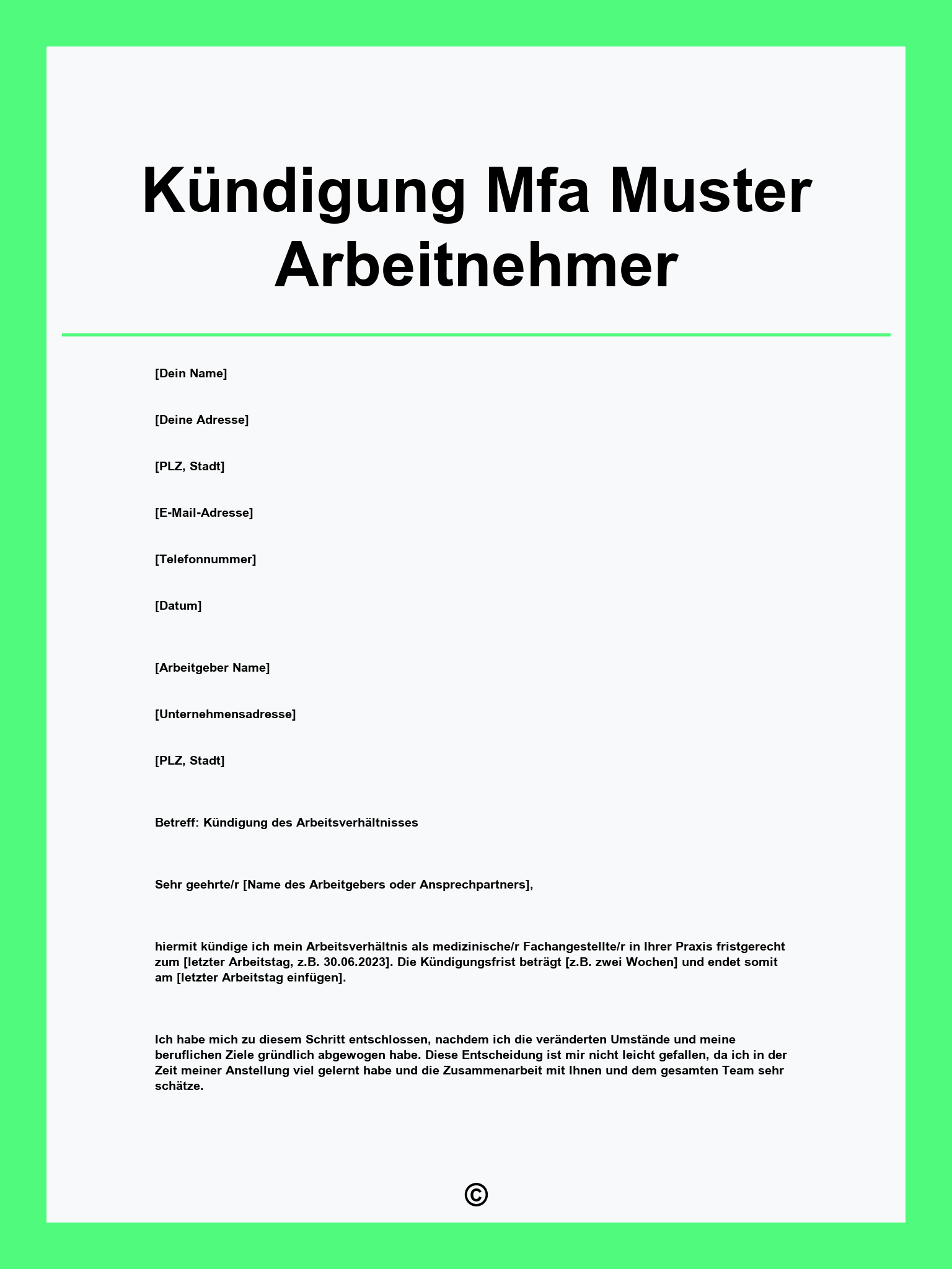 Kündigung Mfa Muster Arbeitnehmer