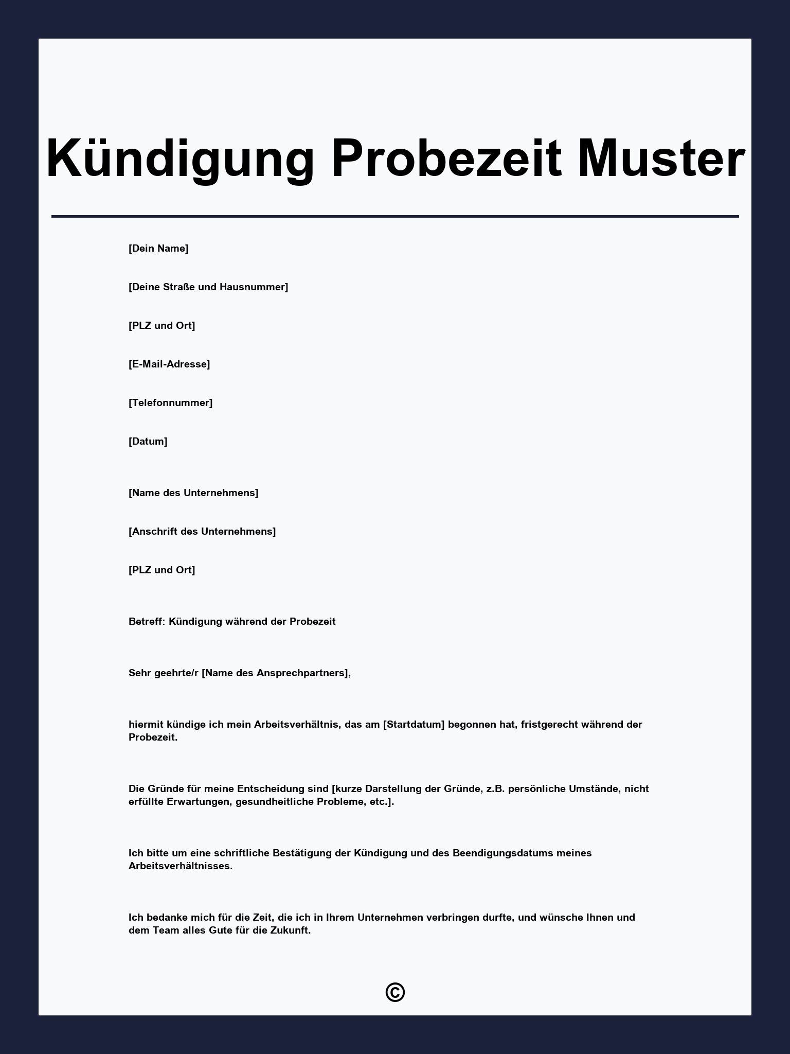 Kündigung Probezeit Muster