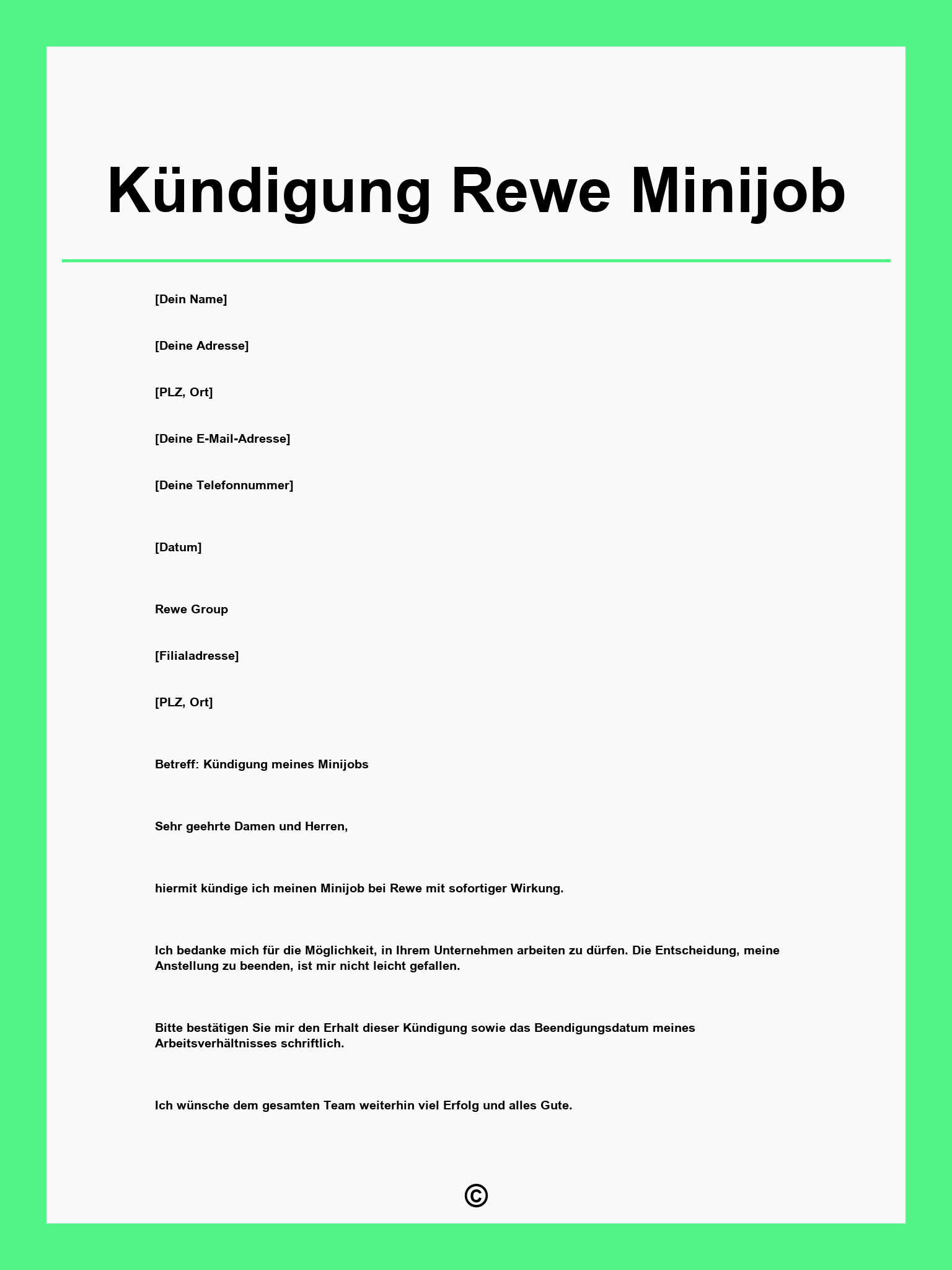 Kündigung Rewe Minijob
