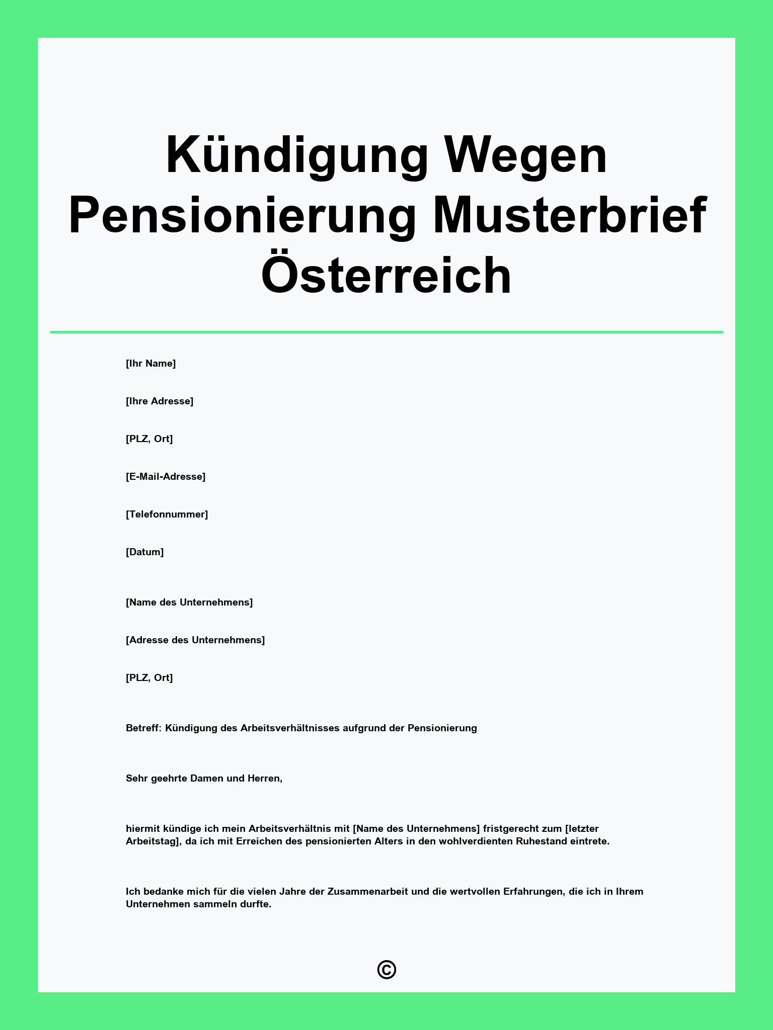 Kündigung Wegen Pensionierung Musterbrief Österreich