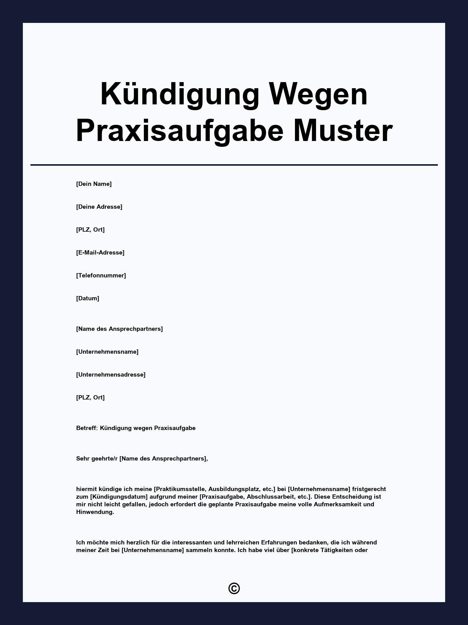 Kündigung Wegen Praxisaufgabe Muster
