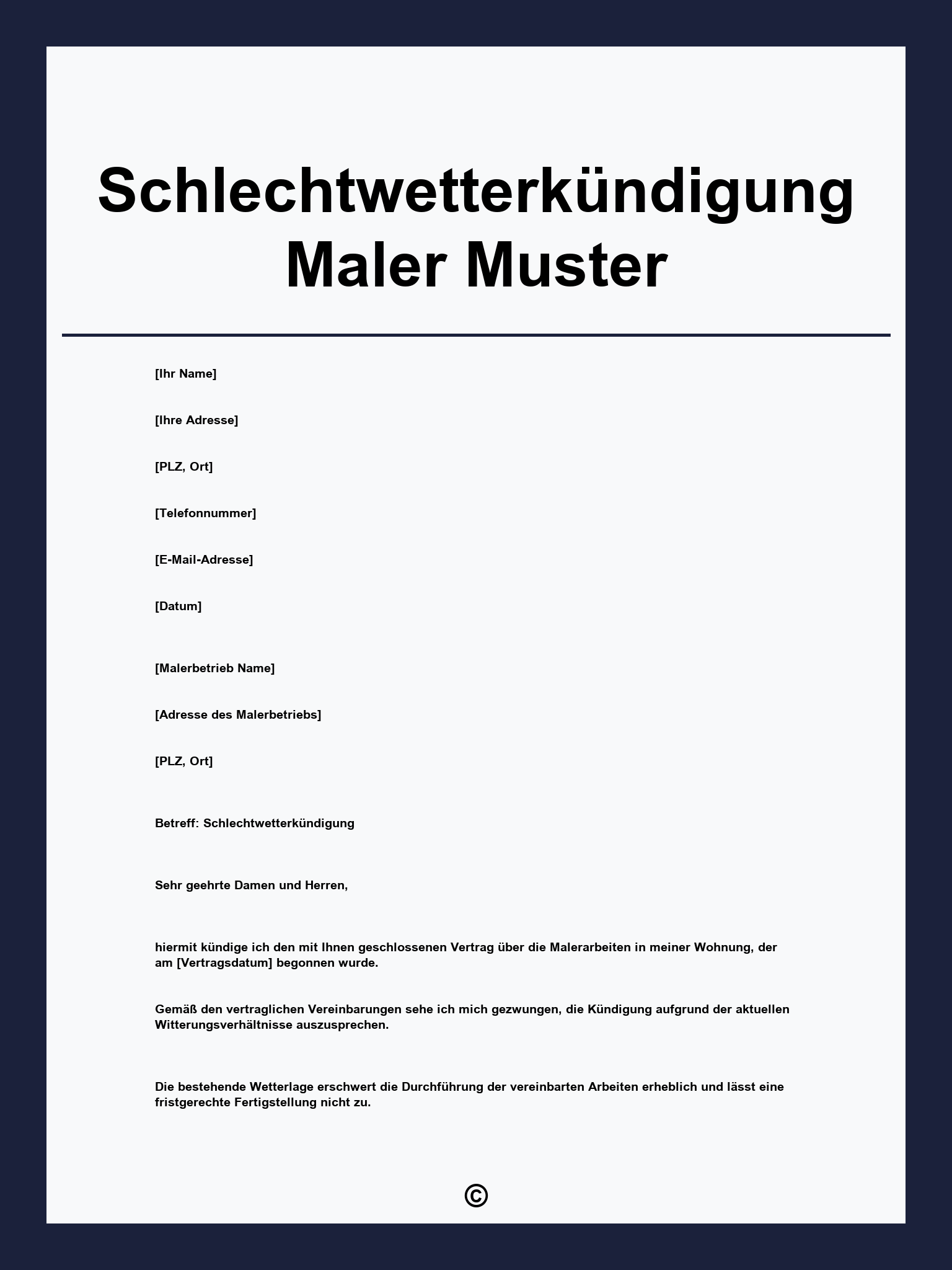 Schlechtwetterkündigung Maler Muster