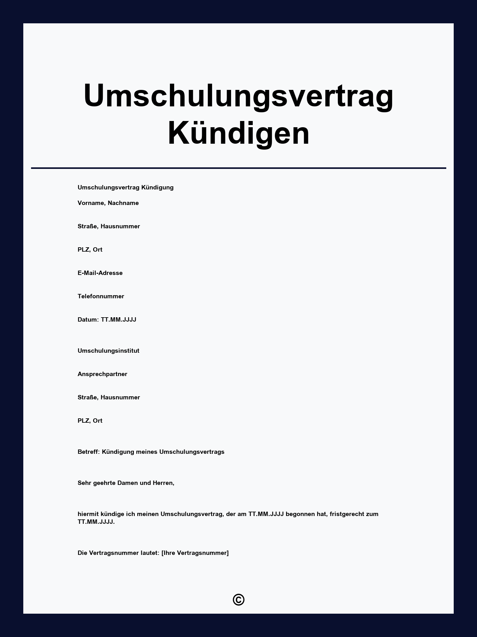 Umschulungsvertrag Kündigen